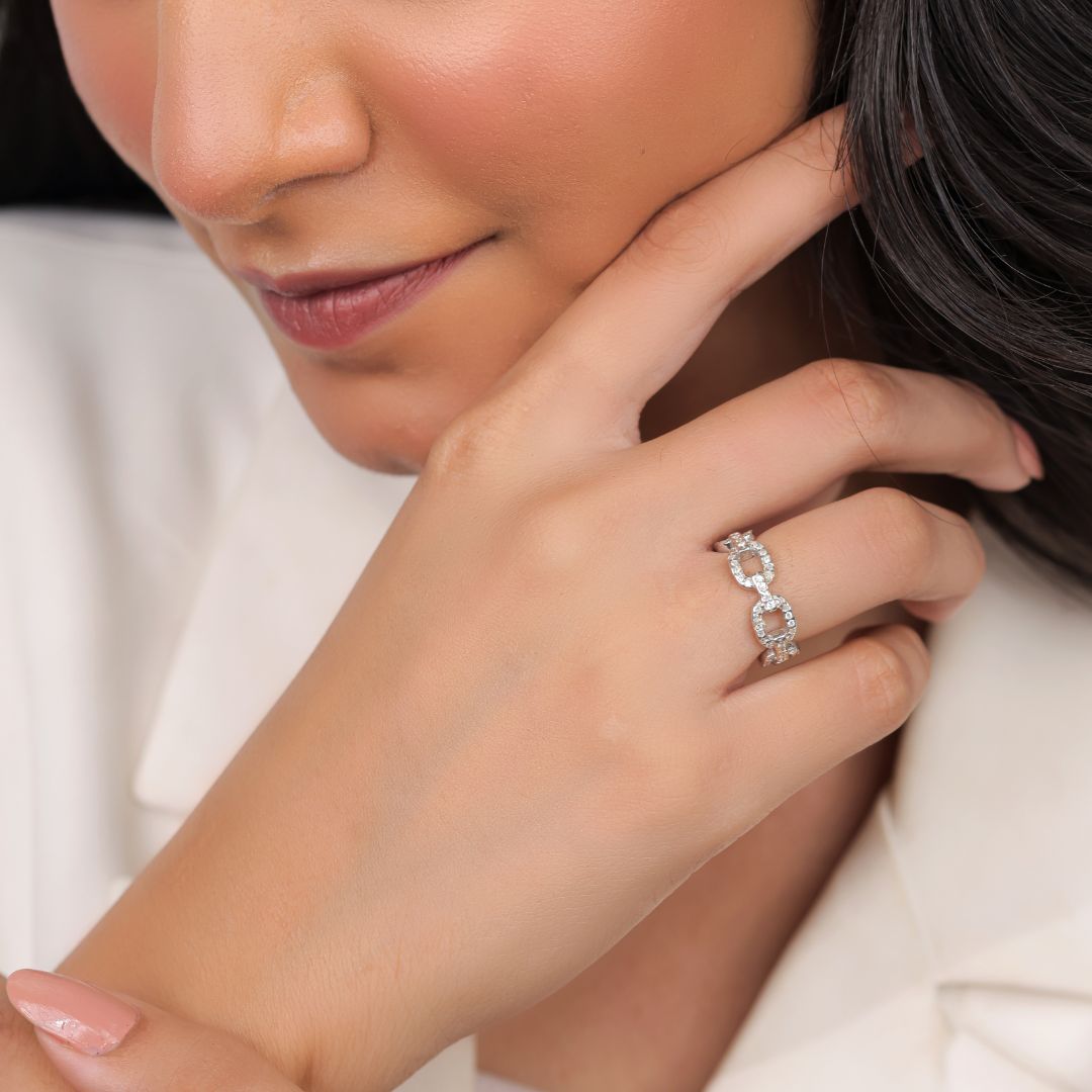 Velmira Crystal Chain Ring