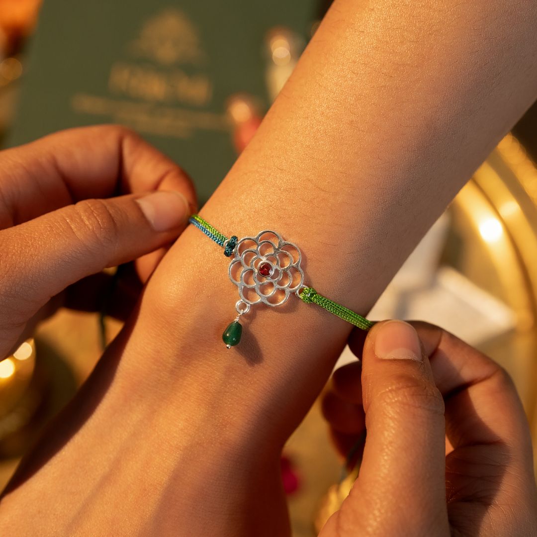Pushkara Bloom Silver Rakhi