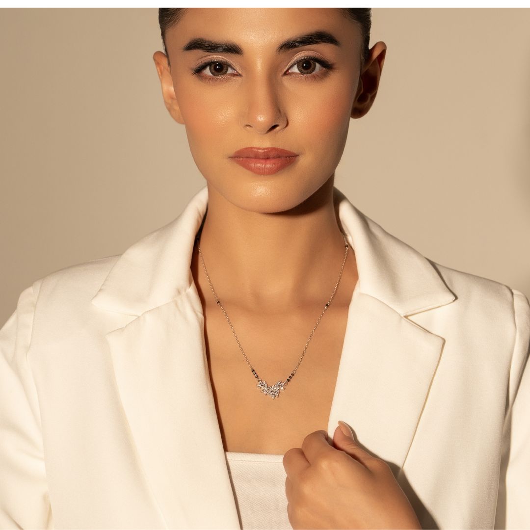 Aviora Blossom Silver Mangalsutra