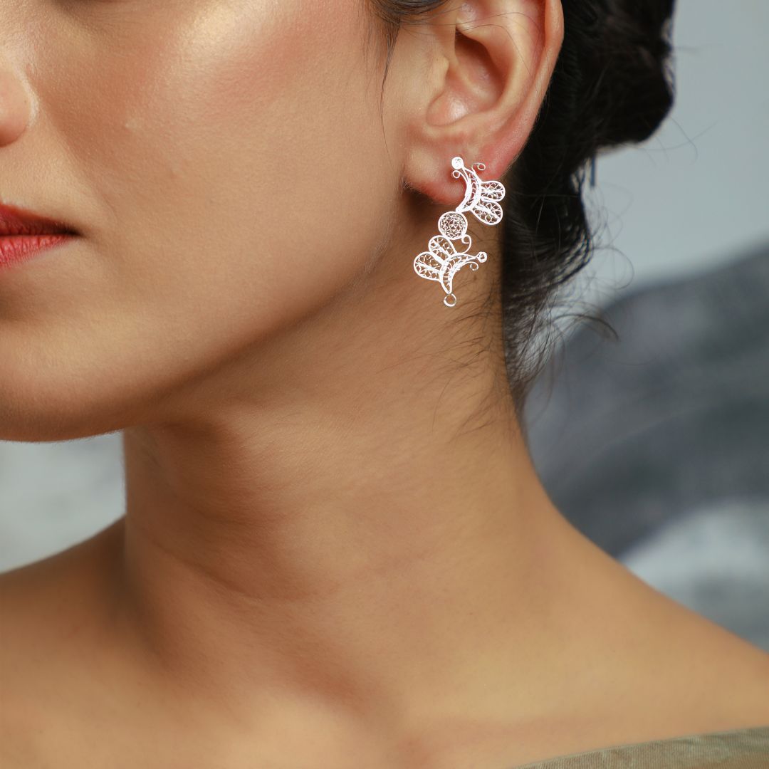 Odisha filigree silver earrings artisan craft India