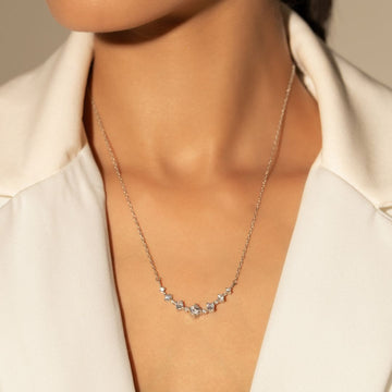 Elara Crystal Curve Pendant With Chain