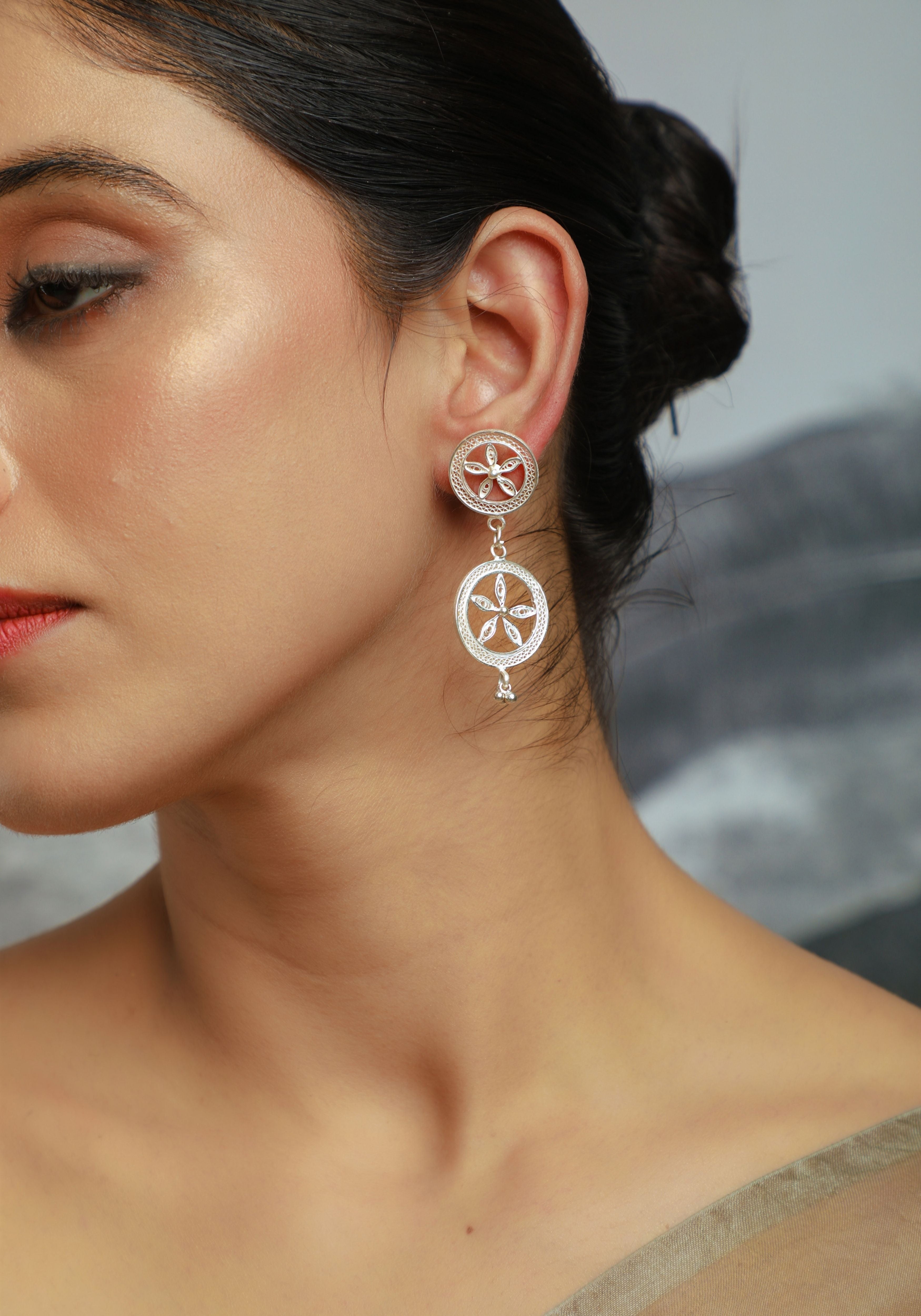 Udita Silver Filigree Earrings