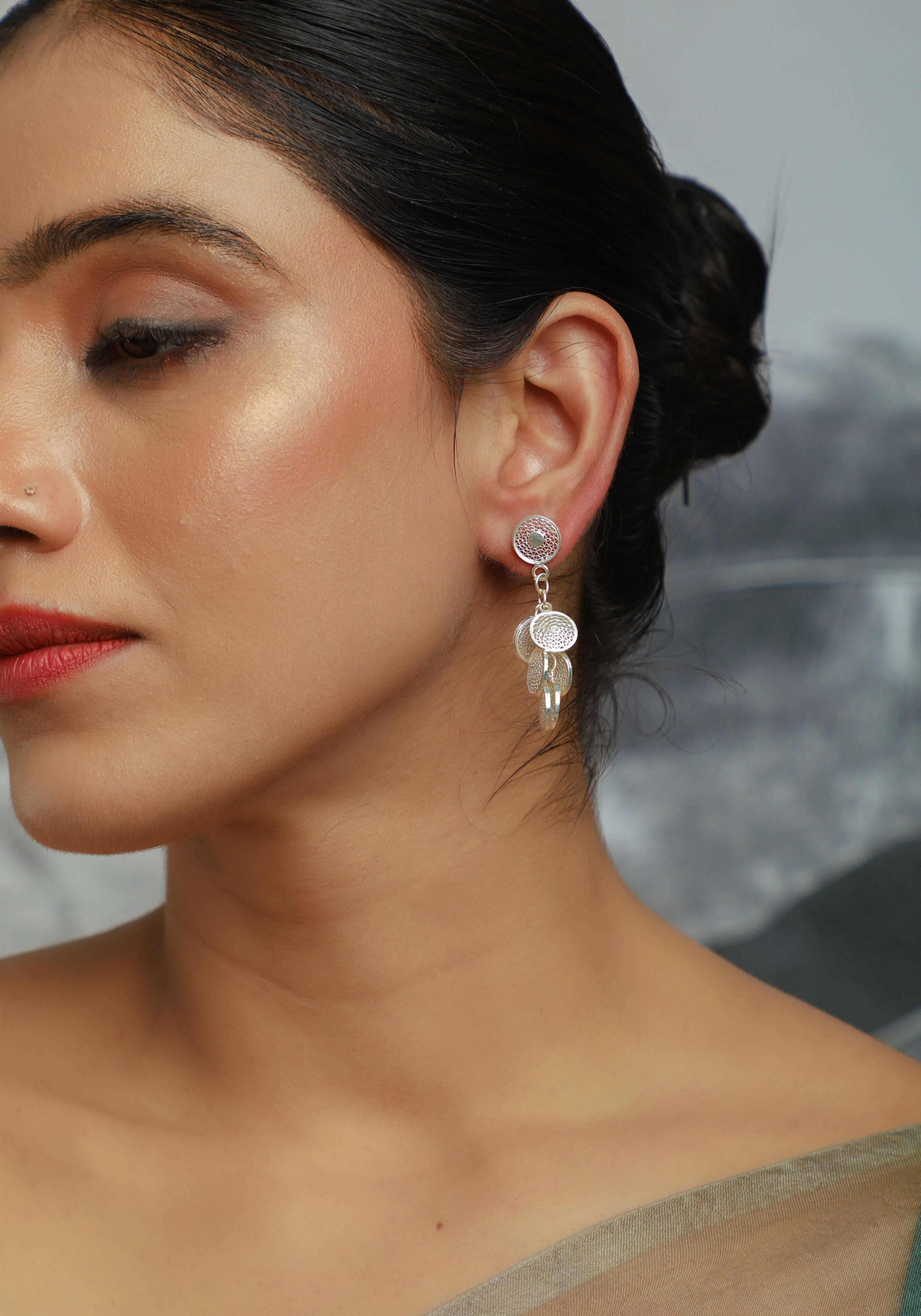 Spandana Silver Filigree Earrings