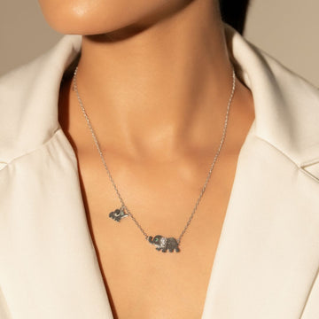 Twin Gajika Silver Pendant With Chain