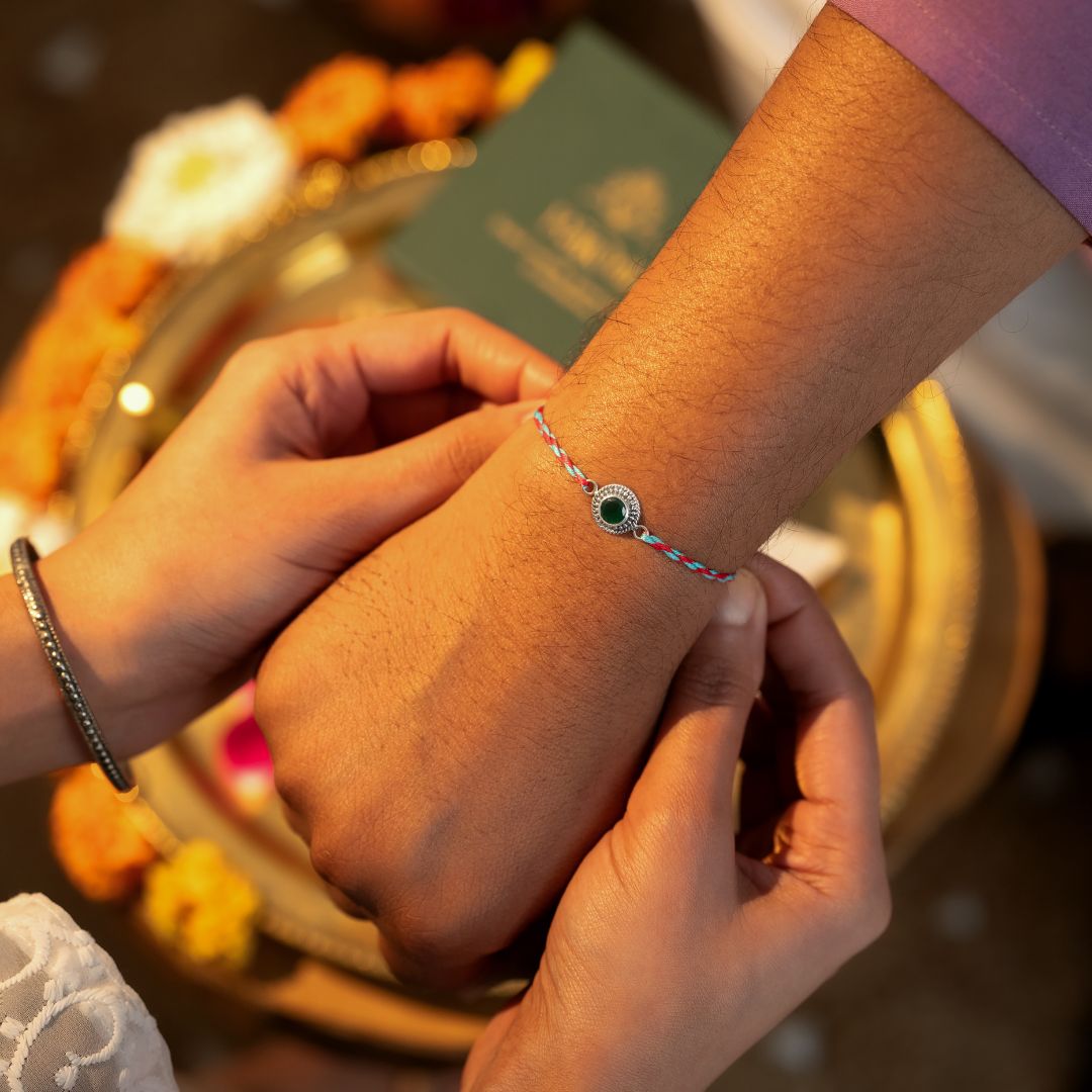 Emerald Silver Rakhi