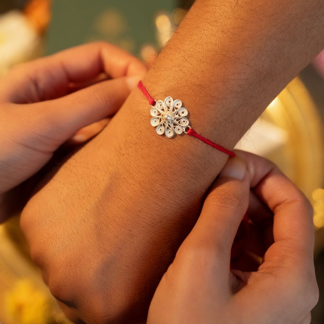 Vasanta Bloom Silver Rakhi