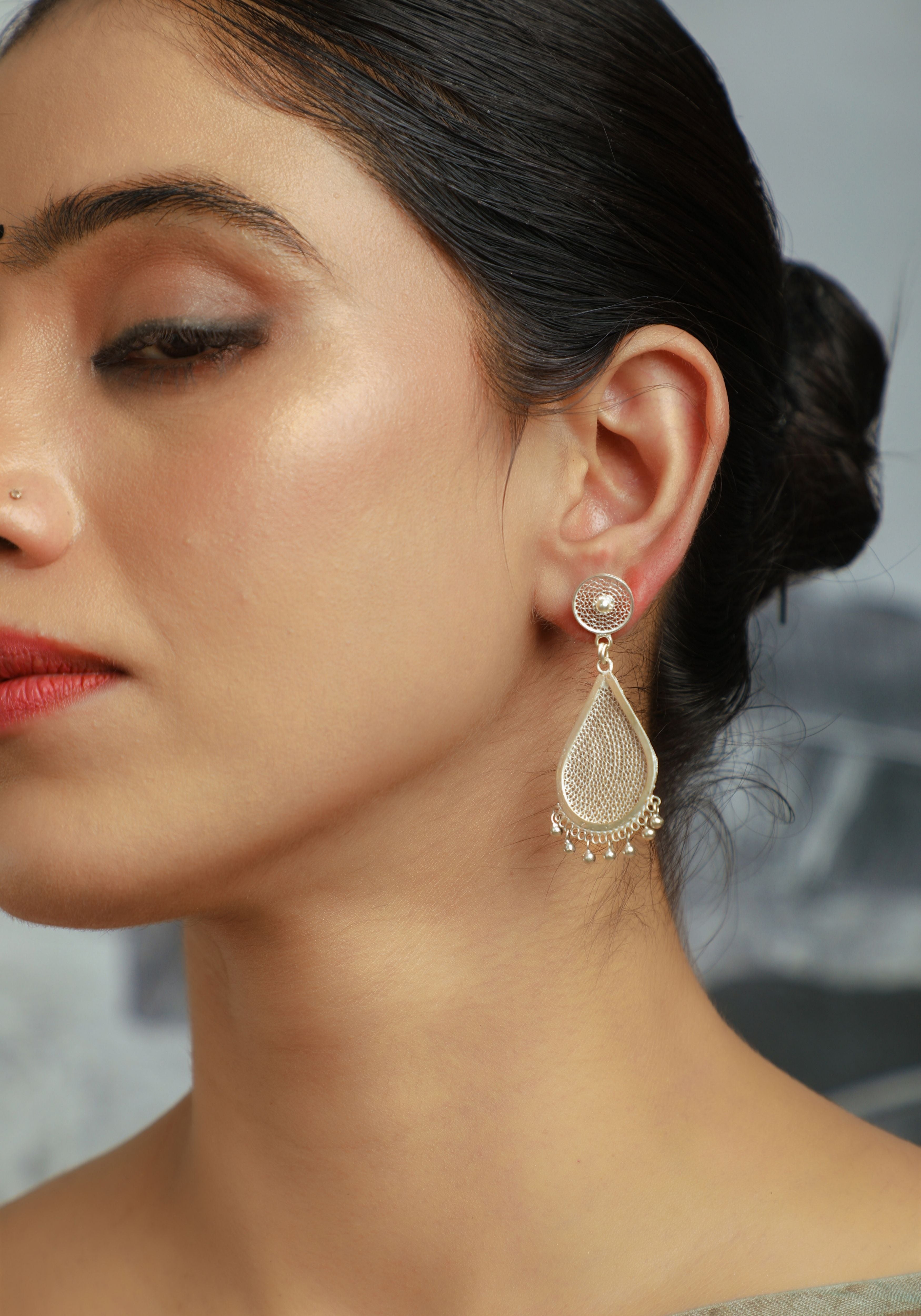 Nirjharini Silver Filigree Earrings