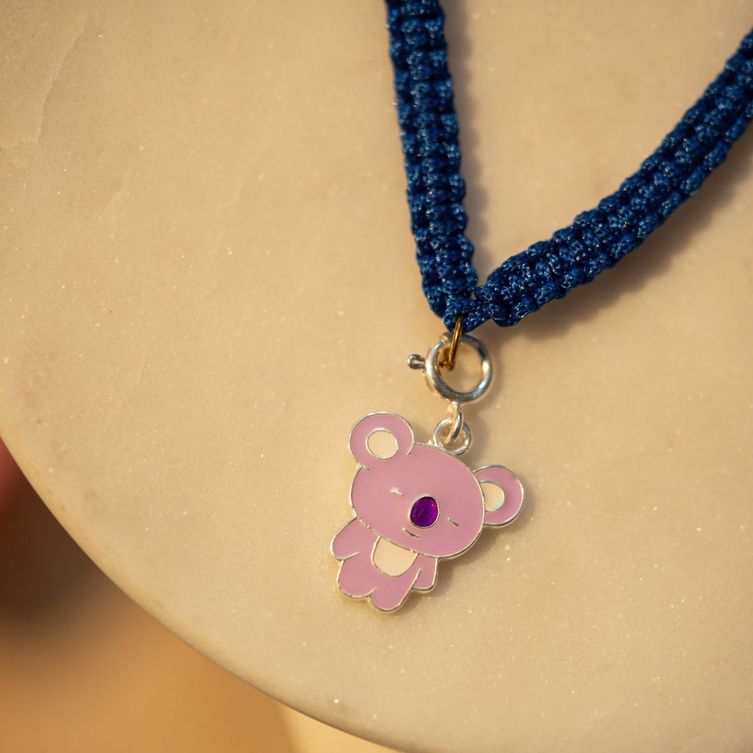 Lilac Bear Silver Kids Rakhi