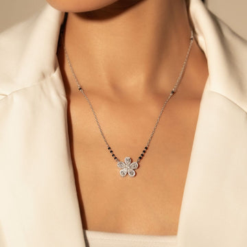 Zivah Floral Silver Mangalsutra