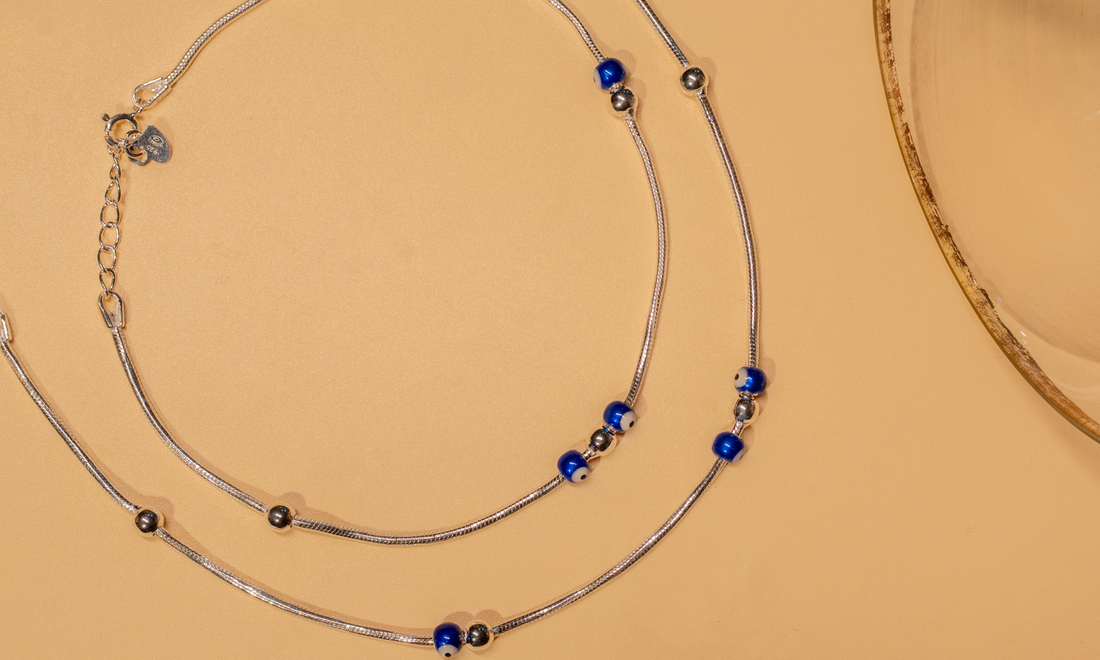 925 Silver Astra Blue Evil Eye Anklet