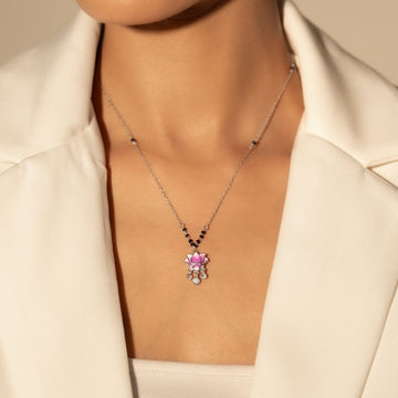 Ruhika Lotus Drop Silver Mangalsutra