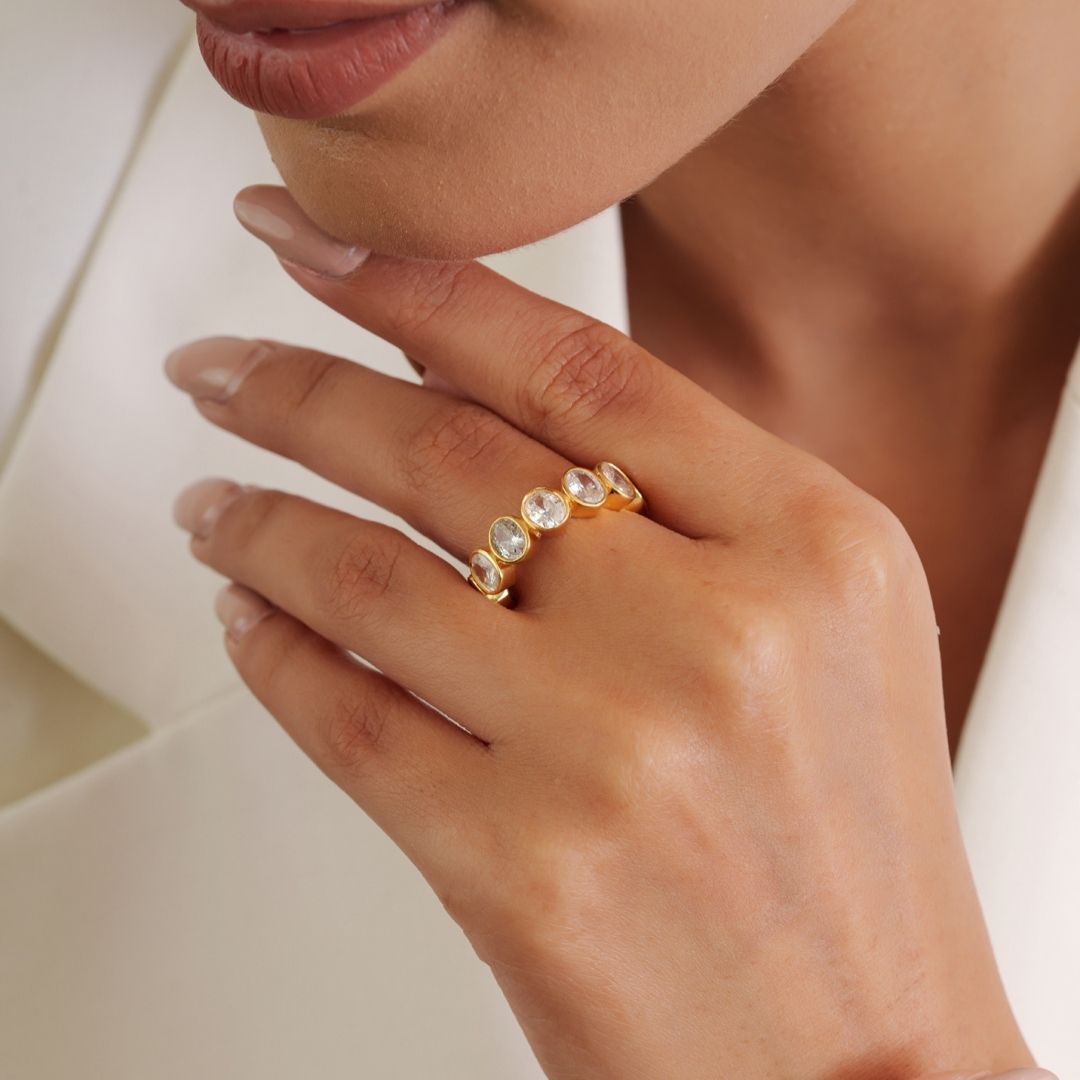 Velora Crystal Eternity Gold Ring