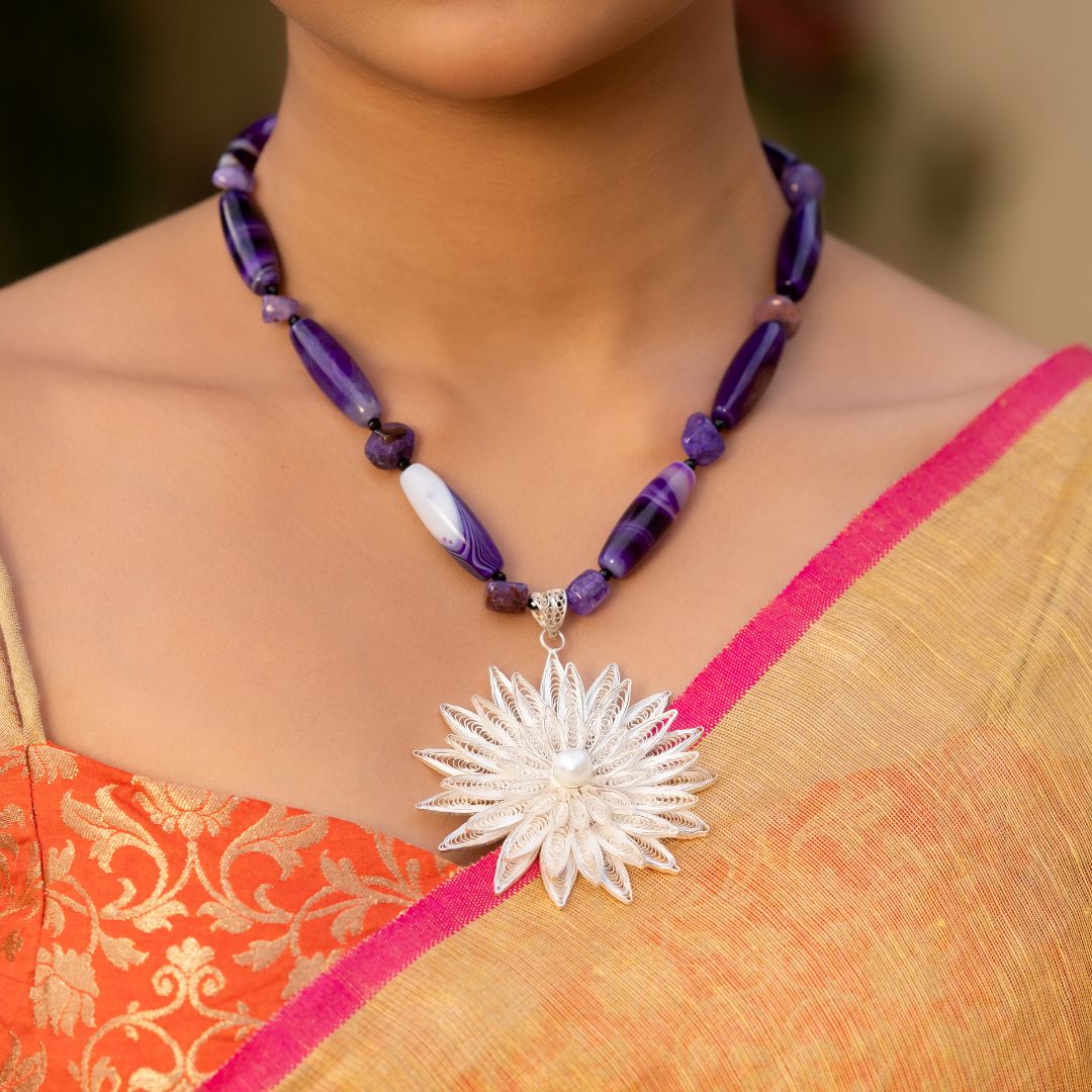 Odisha filigree silver necklace artisan craft India