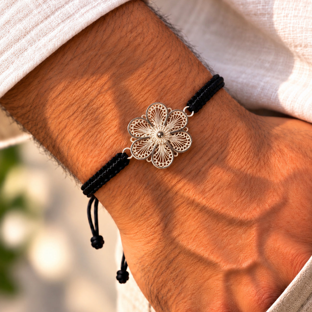 Classic Floral Silver Tarakashi Bracelet