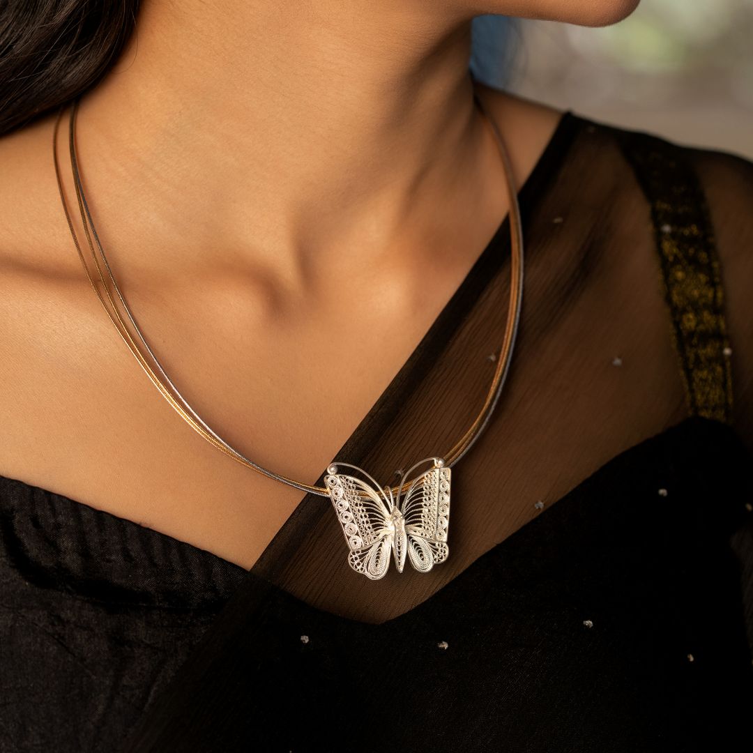 Odisha filigree silver necklace artisan craft India
