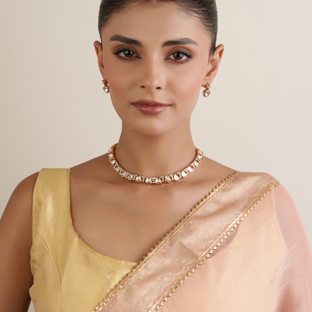 Ruhani Kundan Spark Necklace Set with Earrings