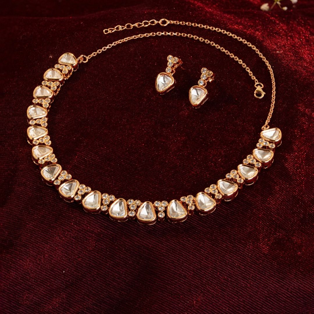 Ruhani Kundan Spark Necklace Set with Earrings