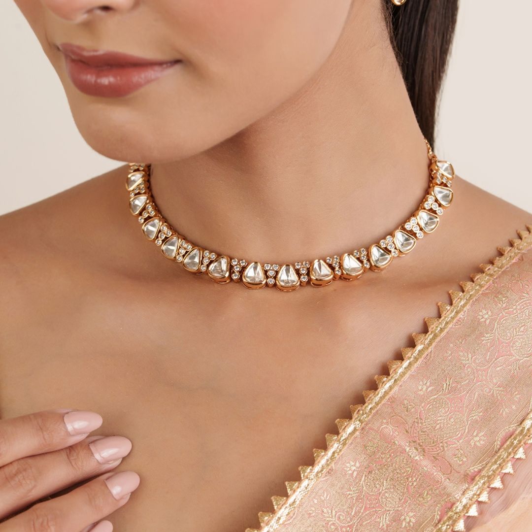 Ruhani Kundan Spark Necklace Set with Earrings