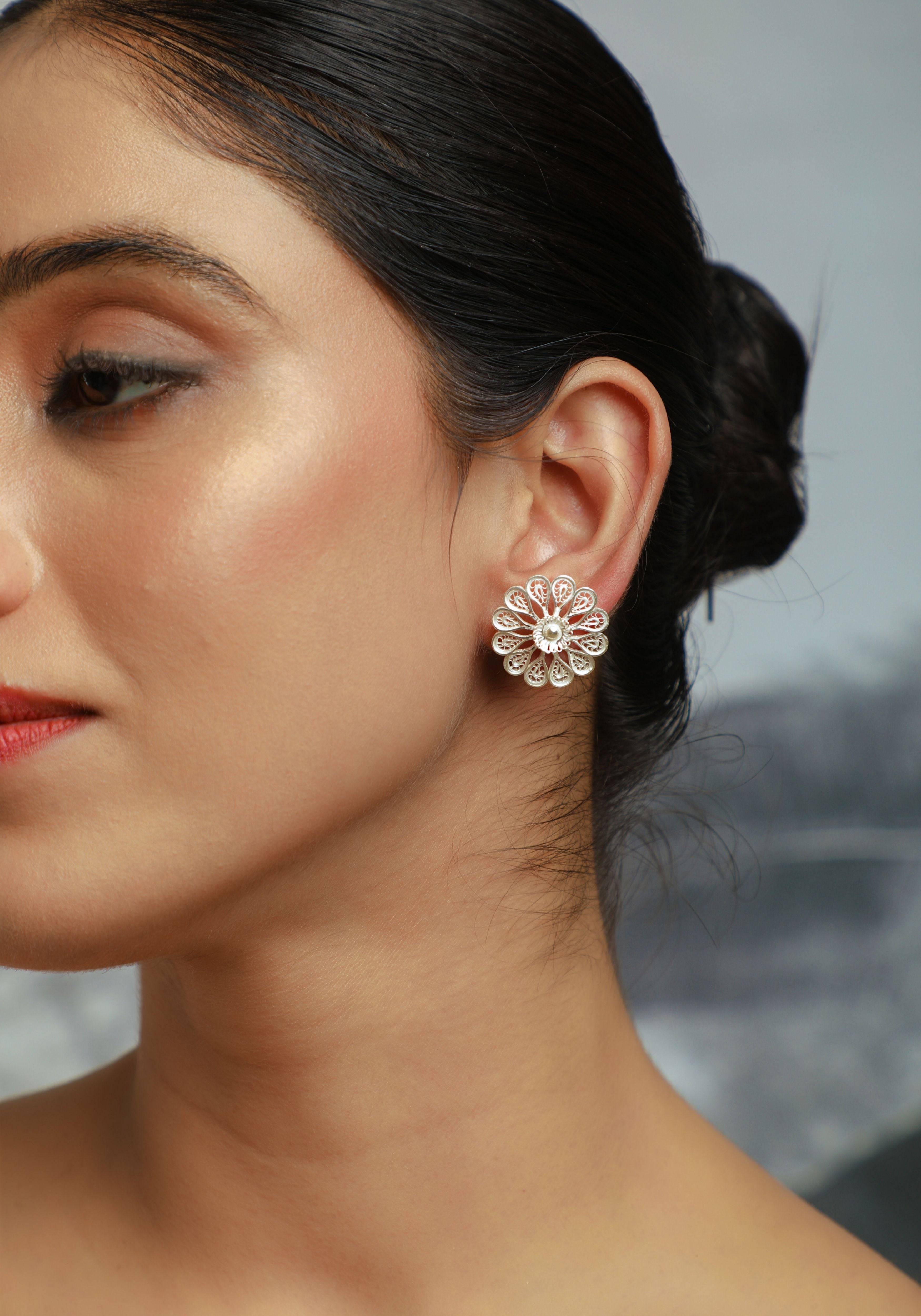 Shashvata Silver Filigree Earrings