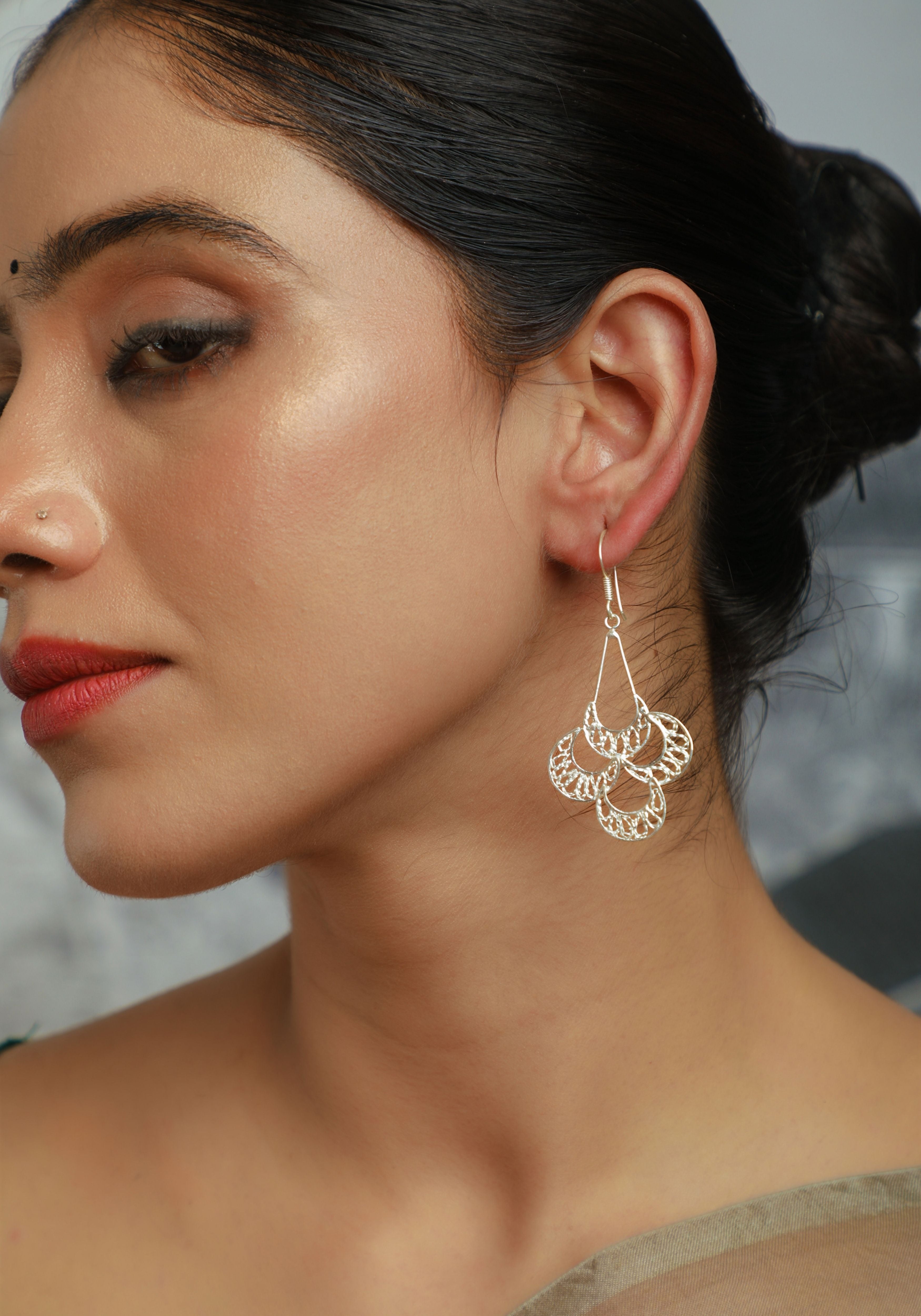 Urvika Silver Filigree Earrings