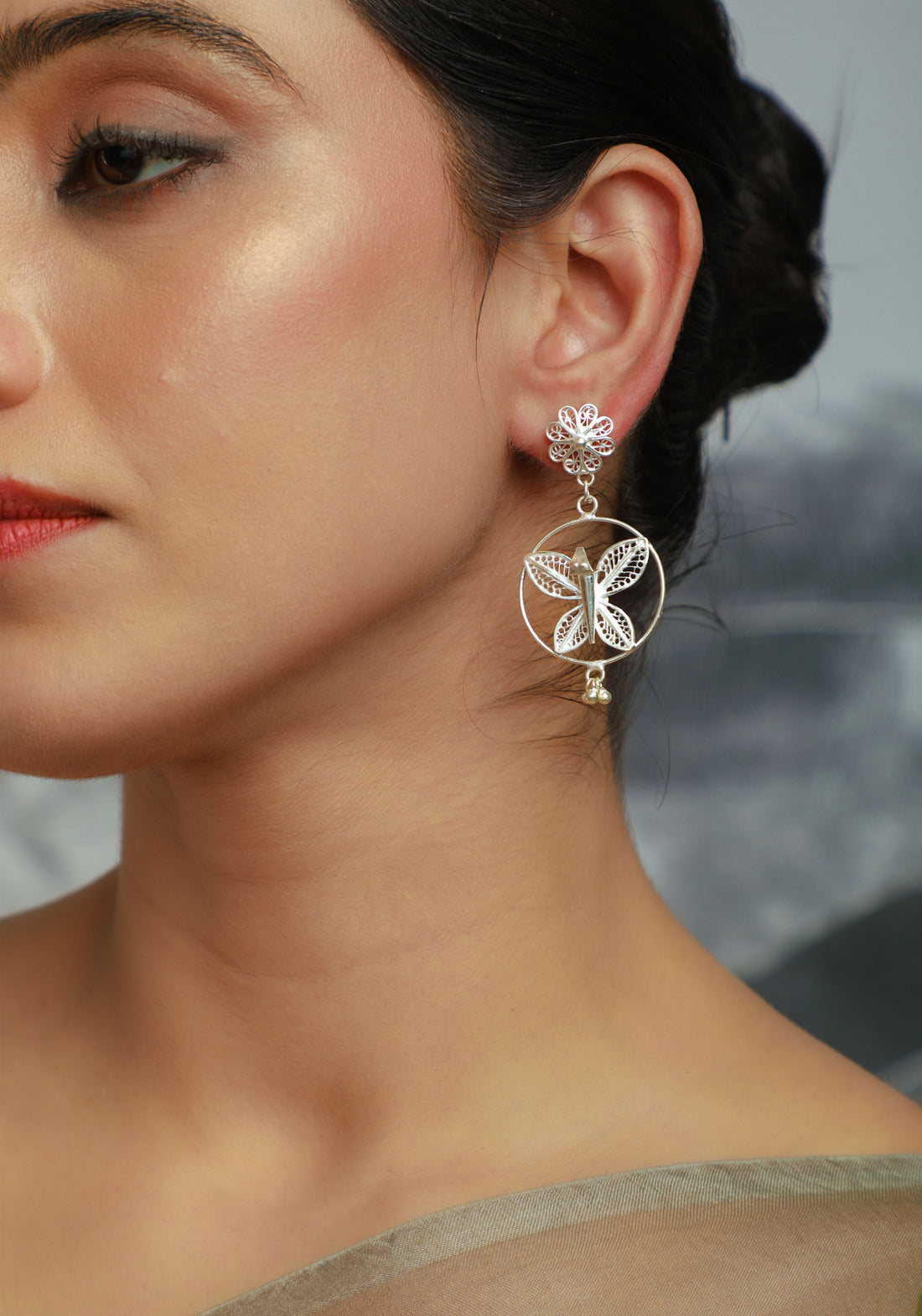 Vihangika Silver Filigree Earrings