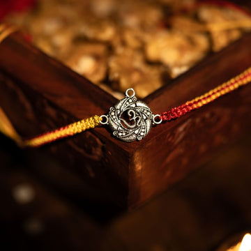 Om Blessing Silver Rakhi