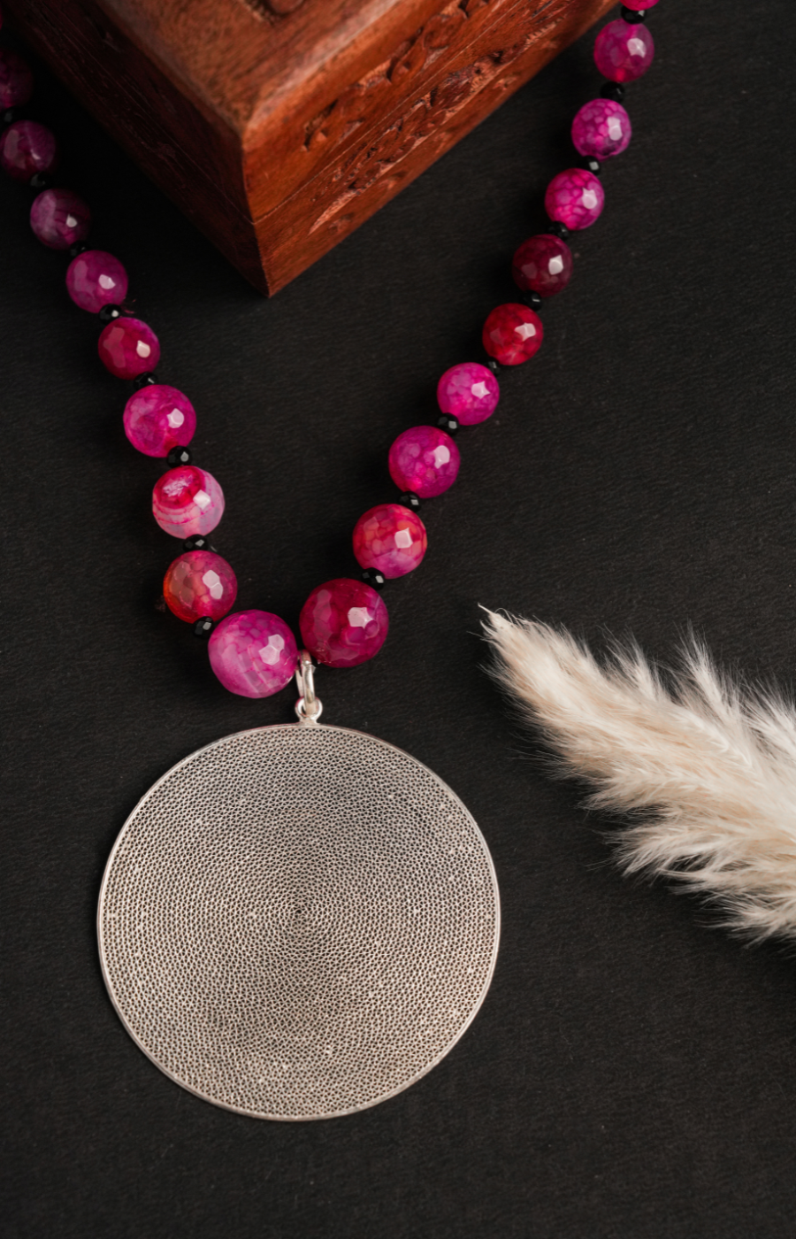 Pink Beads Moonlit Pendant set