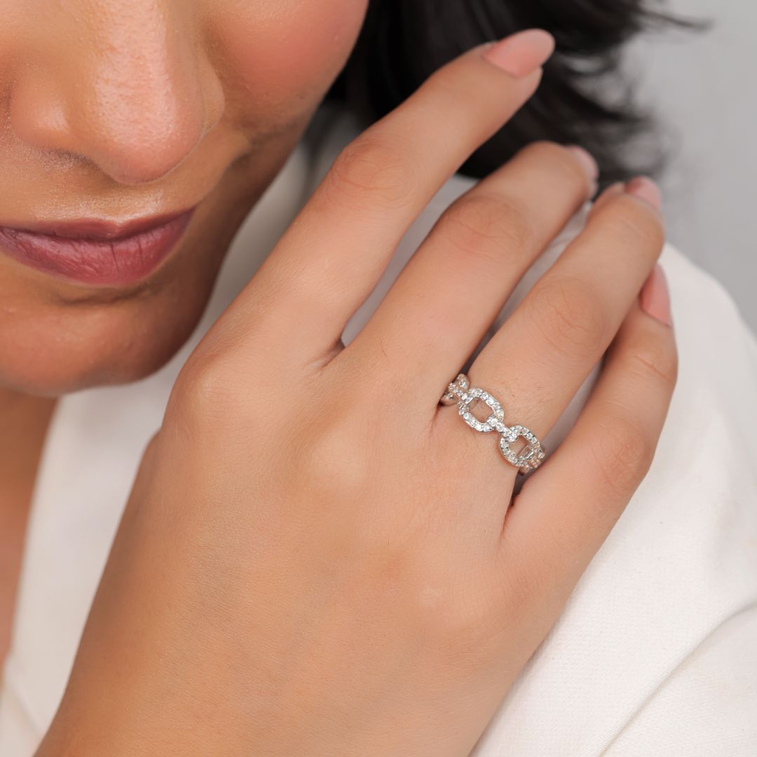 Velmira Crystal Chain Ring