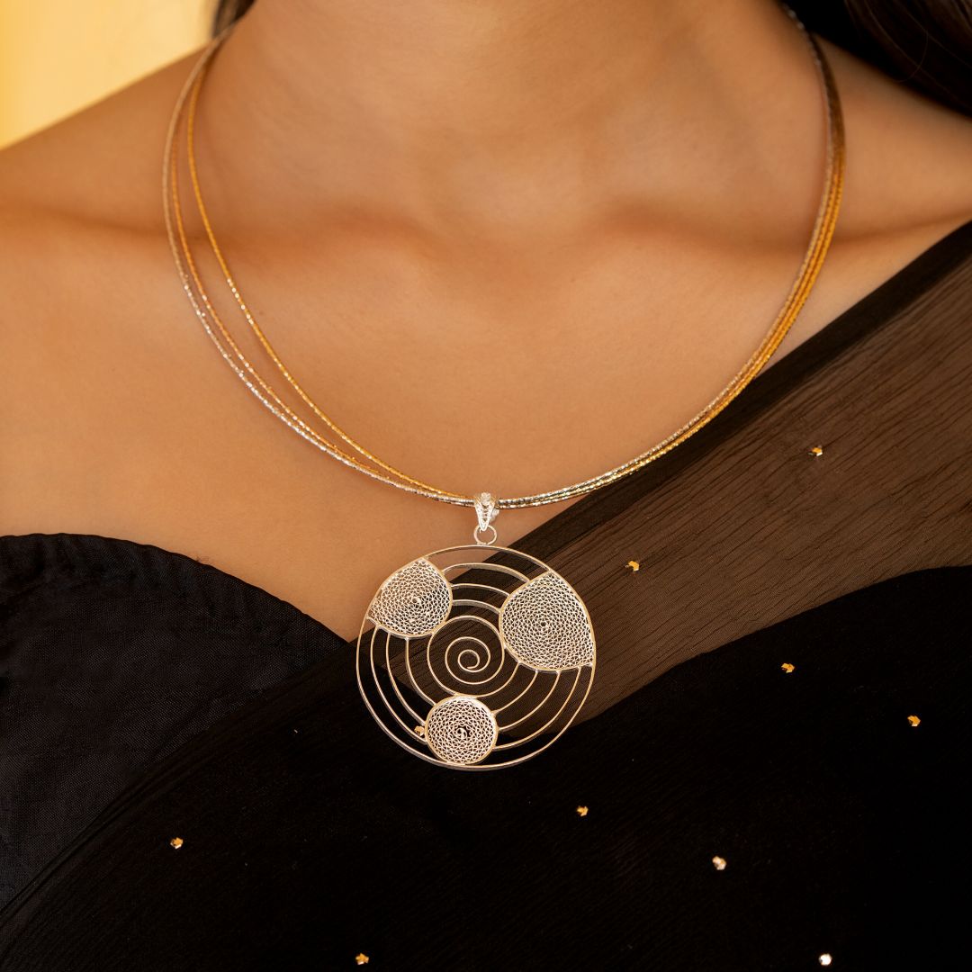 Odisha filigree silver necklace artisan craft India