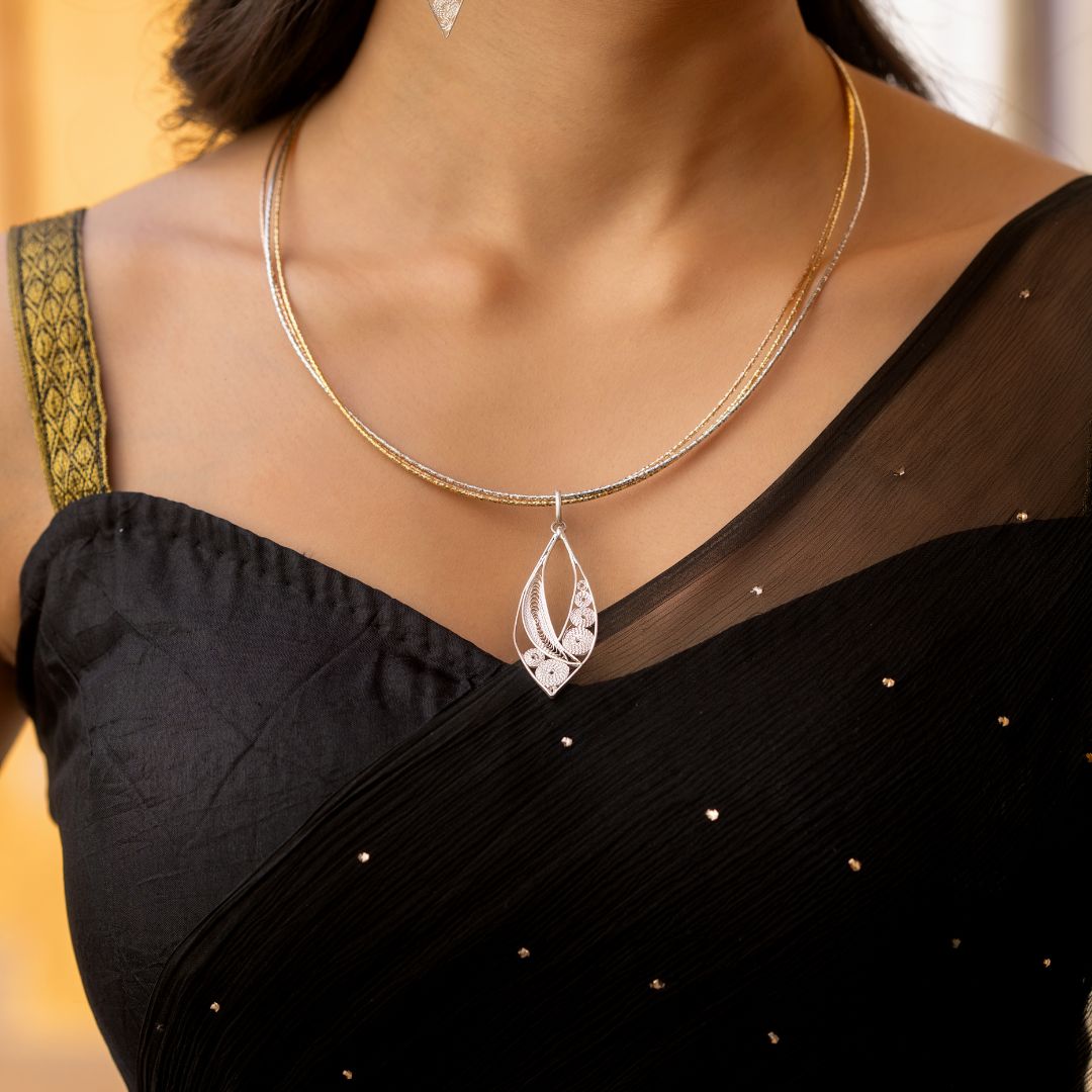 Odisha filigree silver necklace artisan craft India