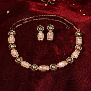 Tarini Kundan Green Necklace Set with Earrings