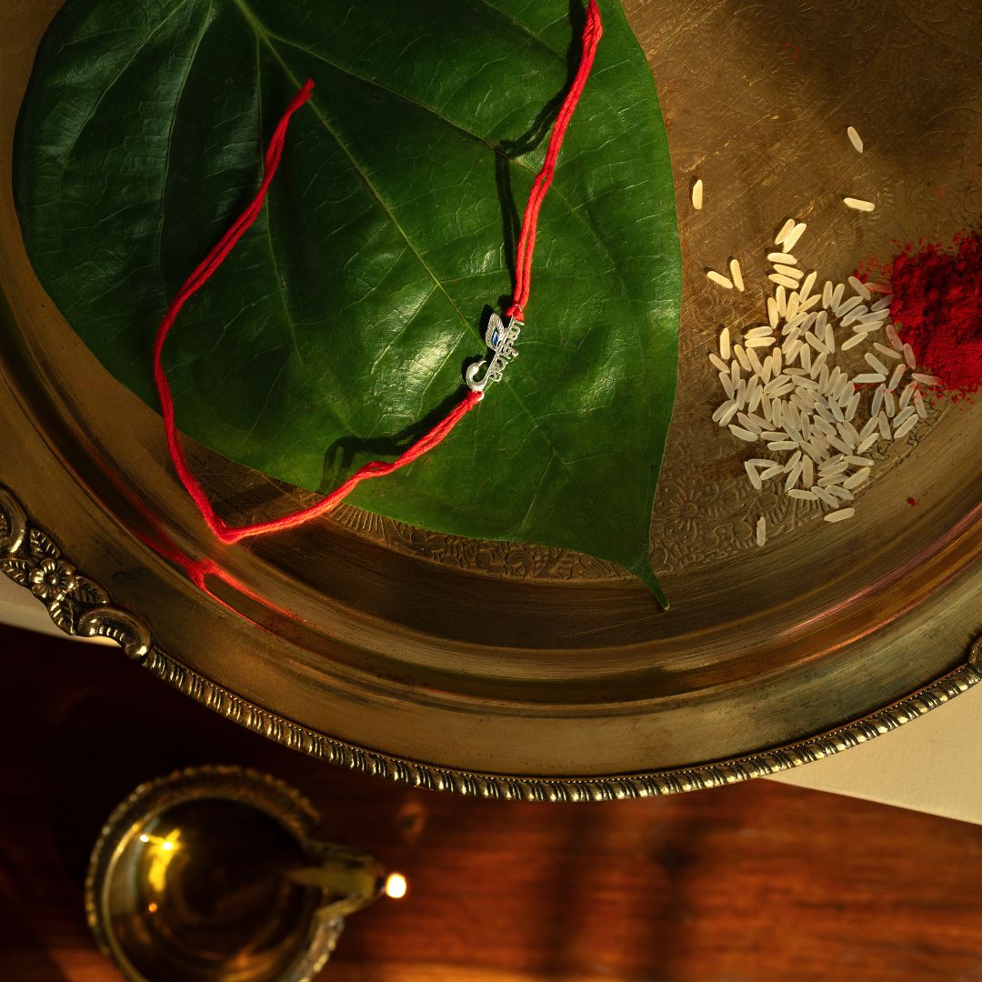 Radha Krishna Silver Rakhi