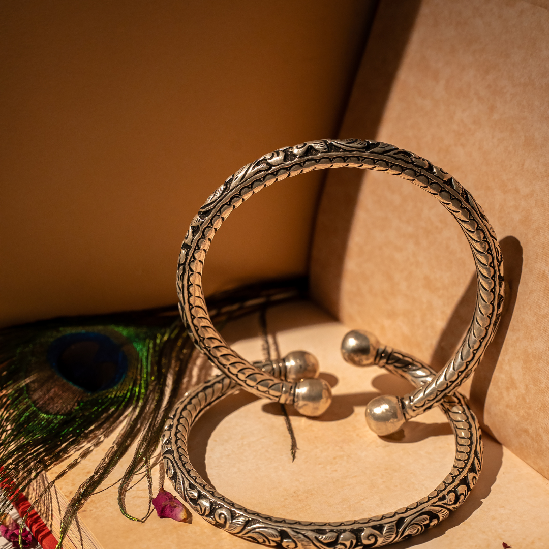 handcrafted Banjara tribal silver anklets Rajasthan India