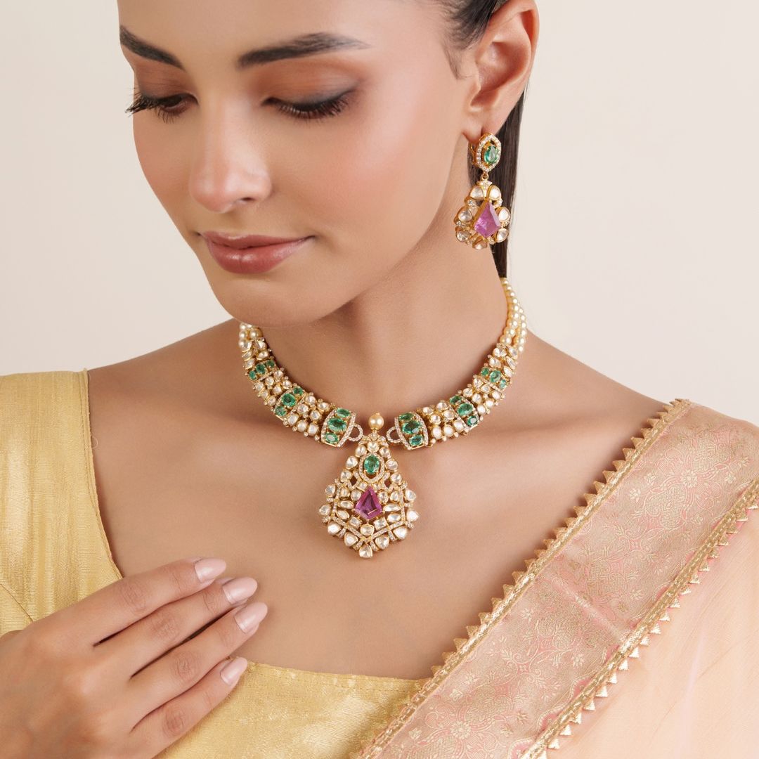 Noorika Royal Kundan Necklace Set with Earrings