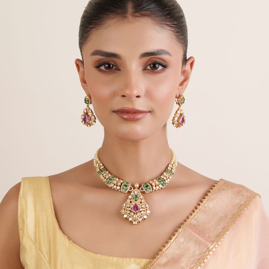 Noorika Royal Kundan Necklace Set with Earrings