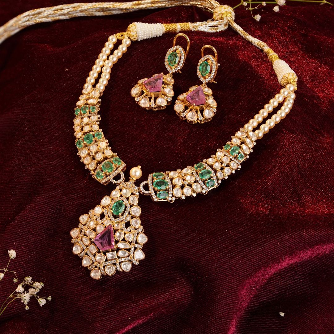 Noorika Royal Kundan Necklace Set with Earrings