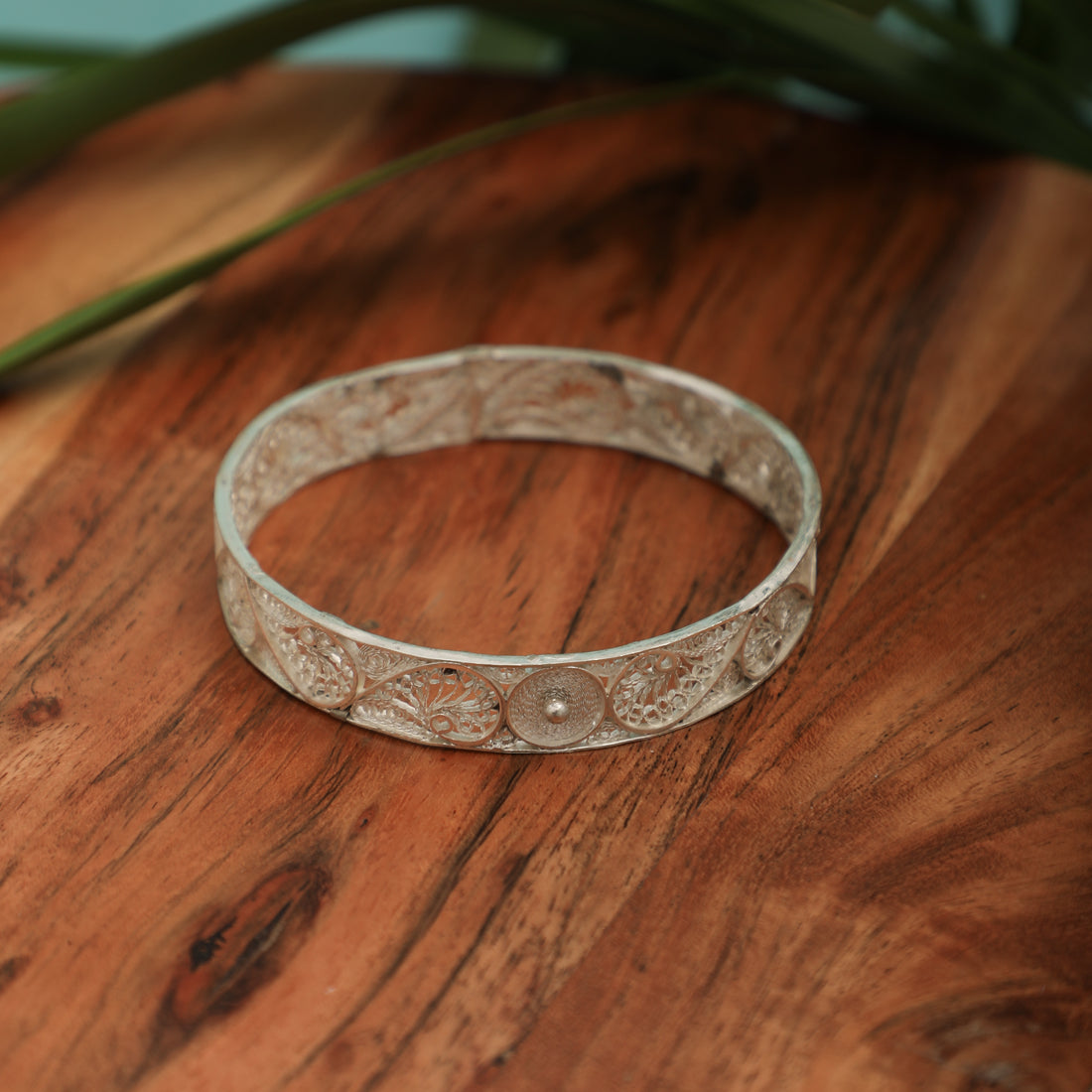 Intricate Filigree Silver Bangle