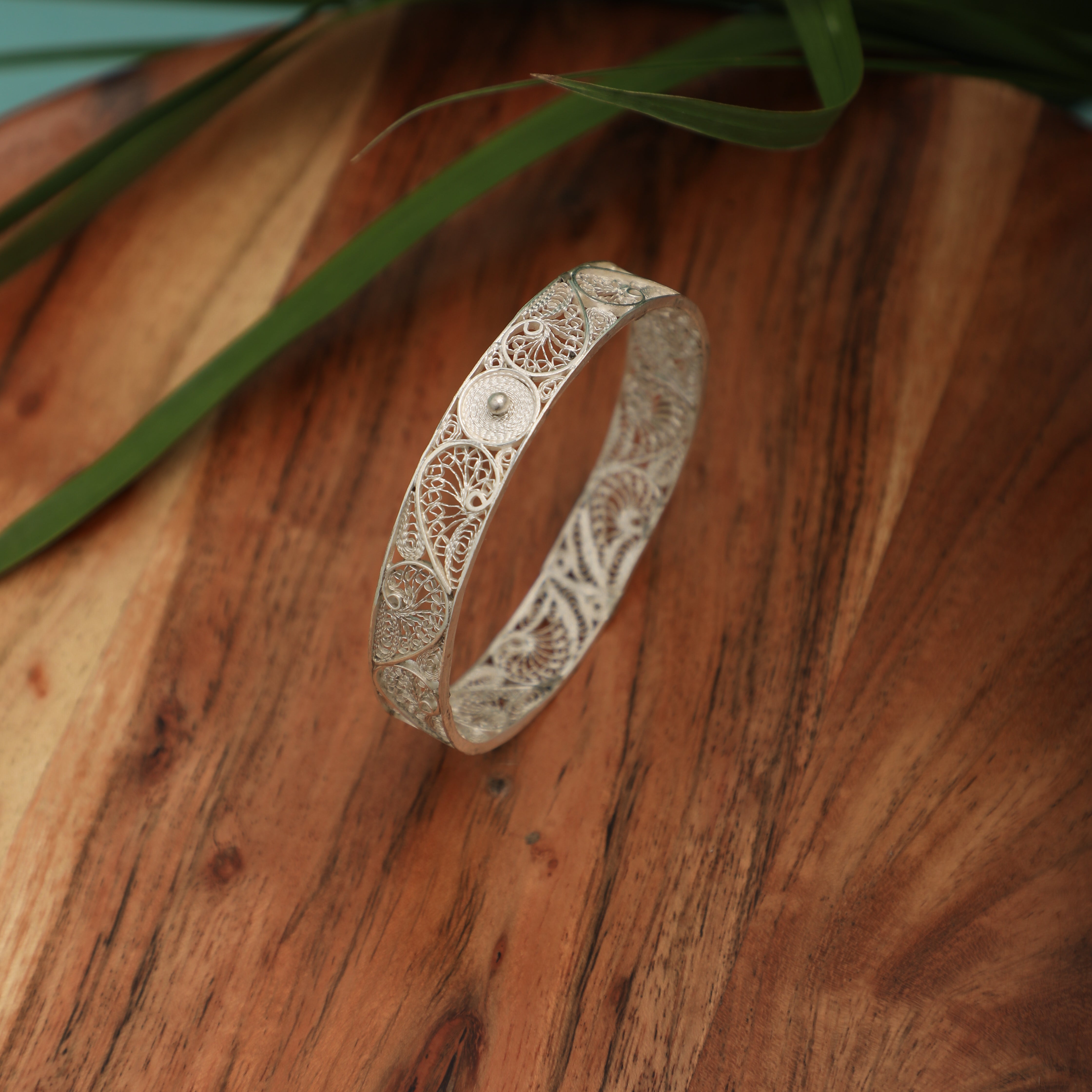 Intricate Filigree Silver Bangle