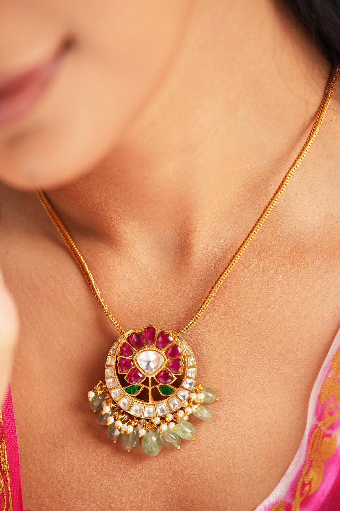 Regal Lotus Kundan Pendant