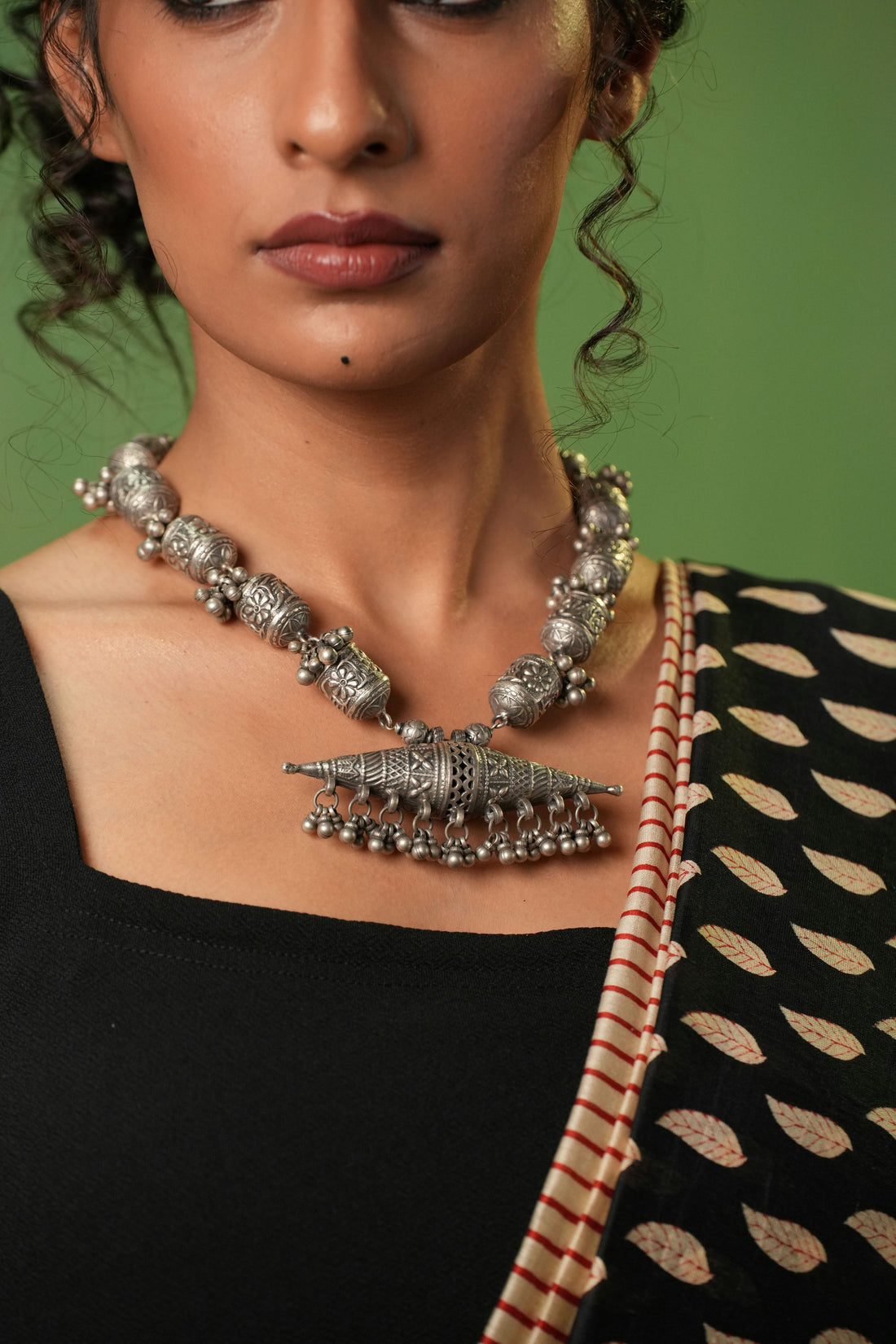 Large Cylindrical Beads Necklace