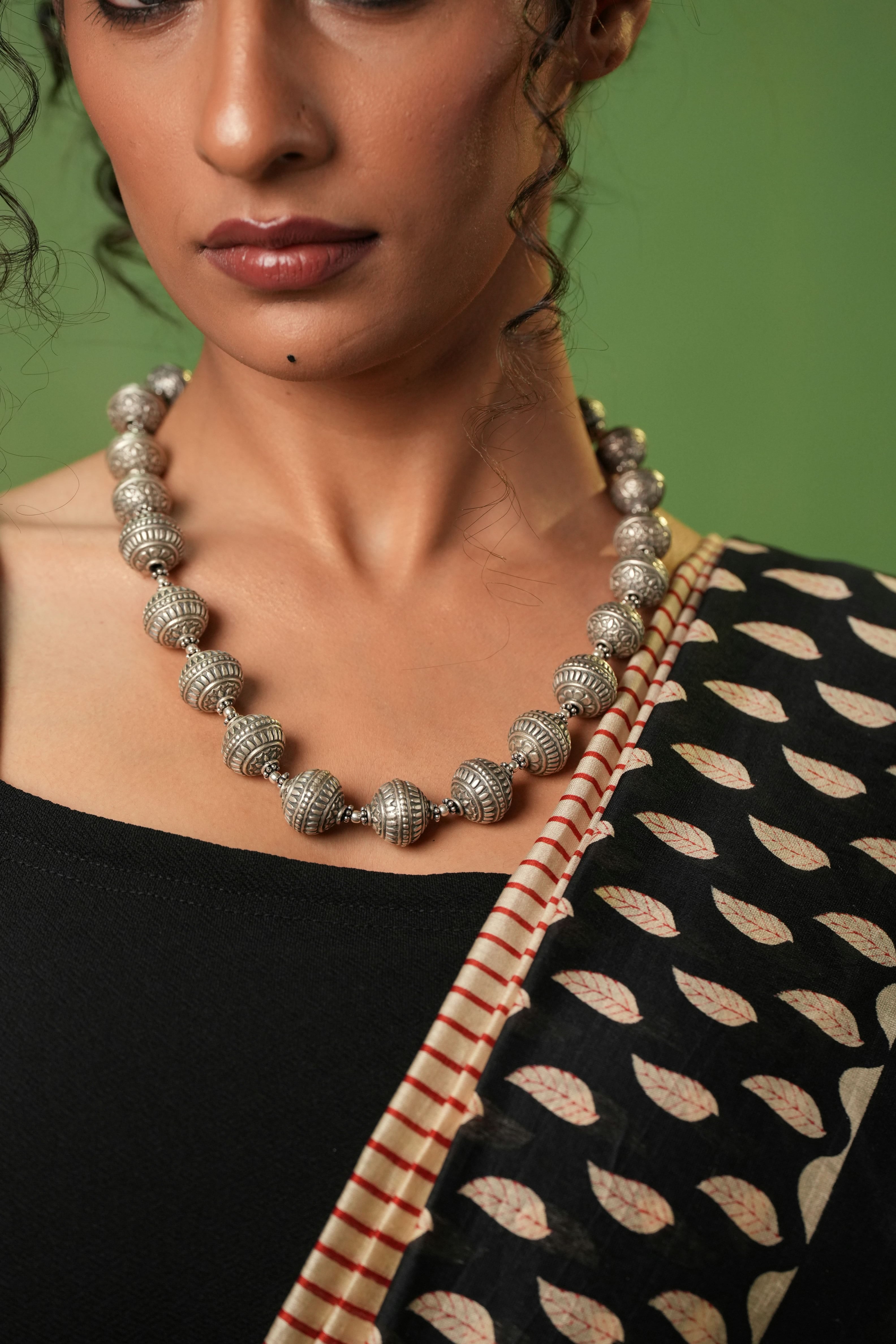 Bold Beaded Oxidized Necklace