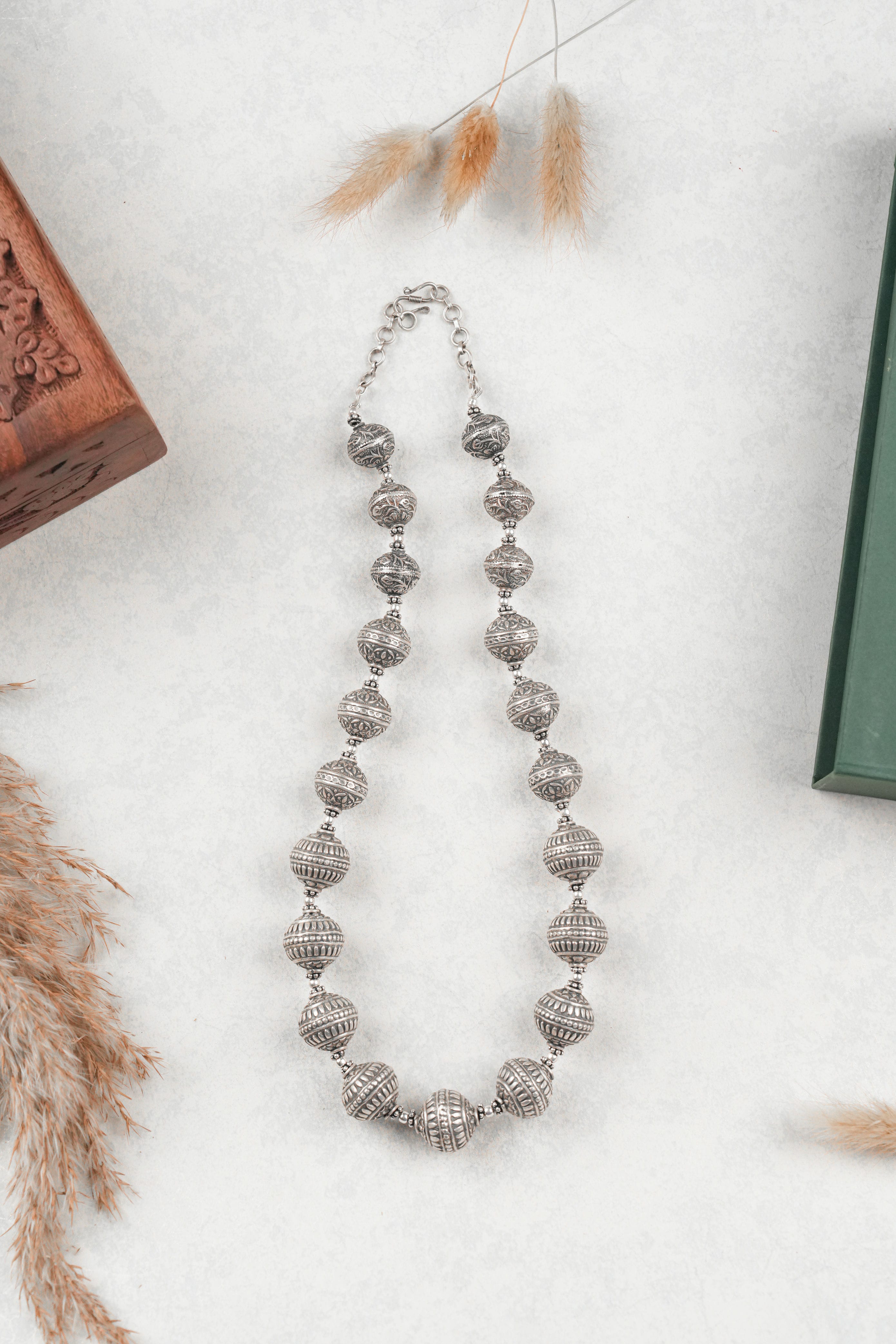 Bold Beaded Oxidized Necklace