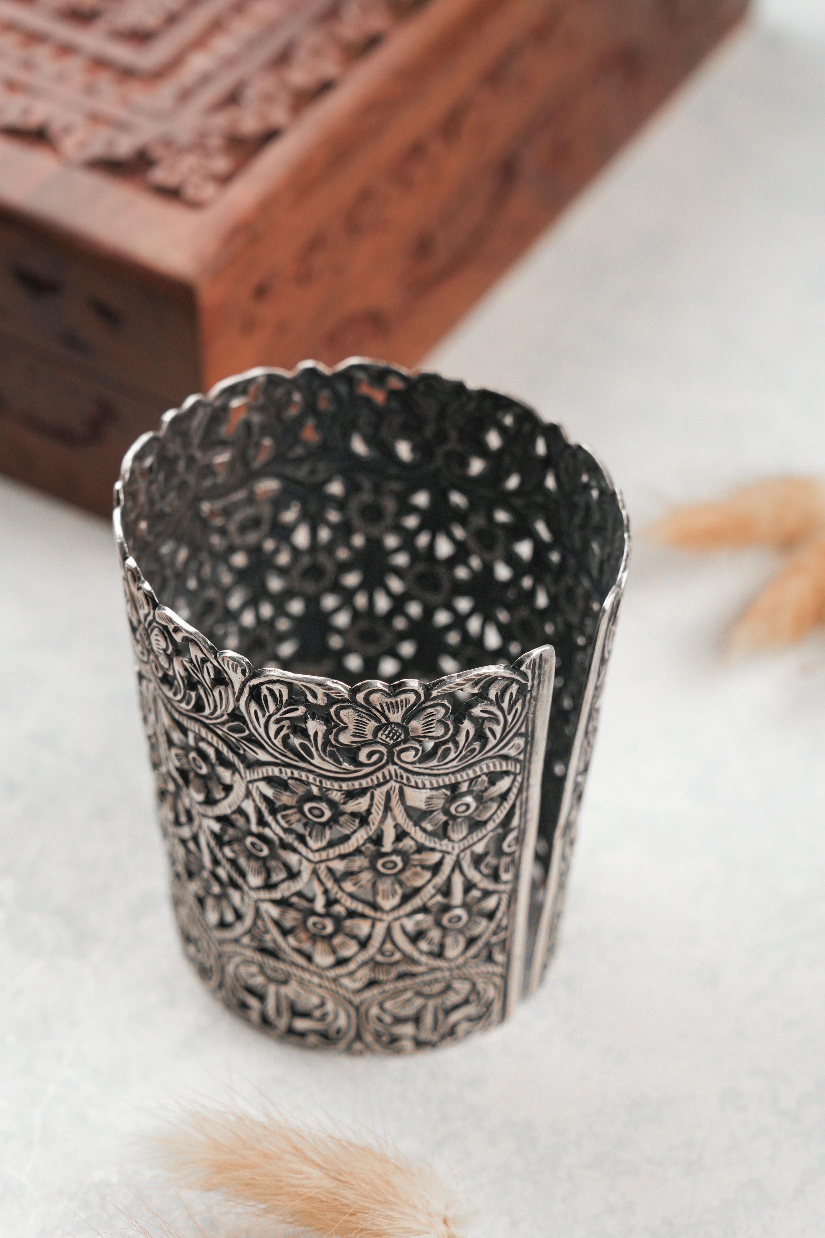 Traditional Floral Oxidized Cuff