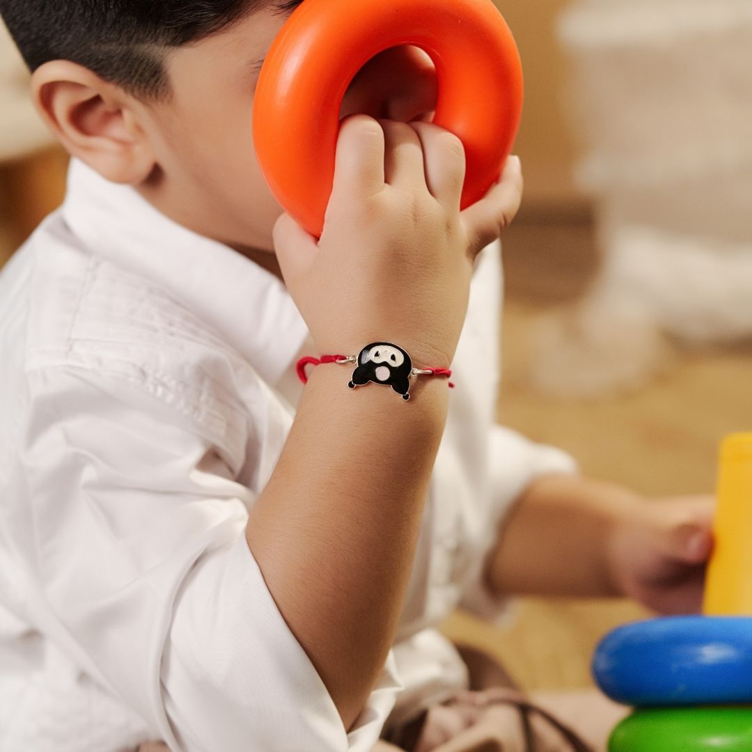 Black Bunny Charm Kids Rakhi