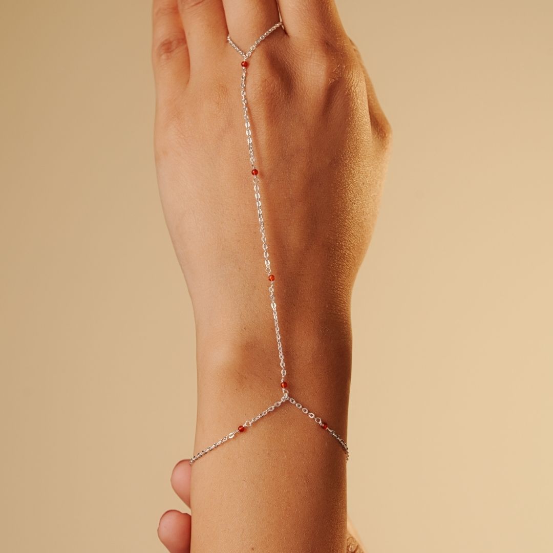 Red Bead Silver Hathphool