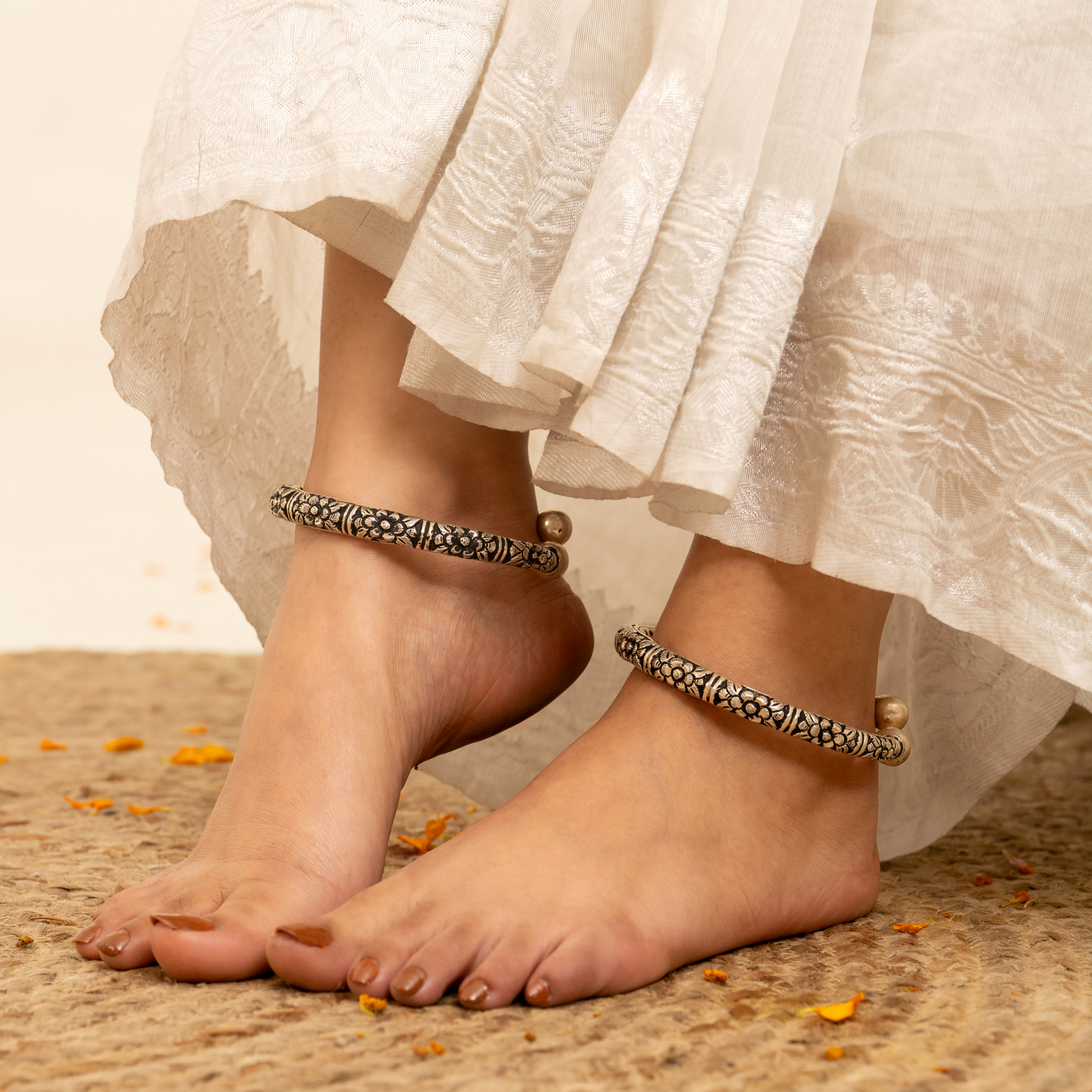 authentic ethnic Banjara 925 silver anklets women India