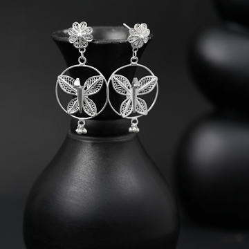 handmade Tarakashi filigree sterling silver earrings India