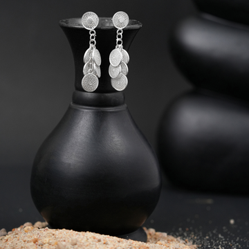 handcrafted Tarakashi filigree 925 silver earrings Odisha India