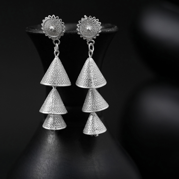 handcrafted Tarakashi filigree 925 silver earrings Odisha India