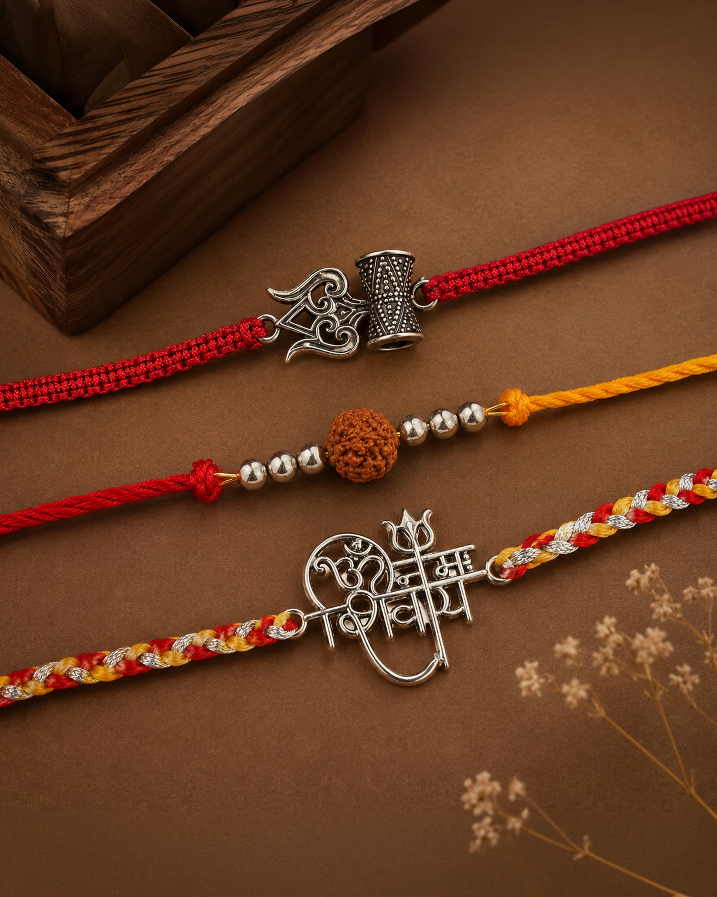 Mahadev Blessings Silver Rakhi Combo